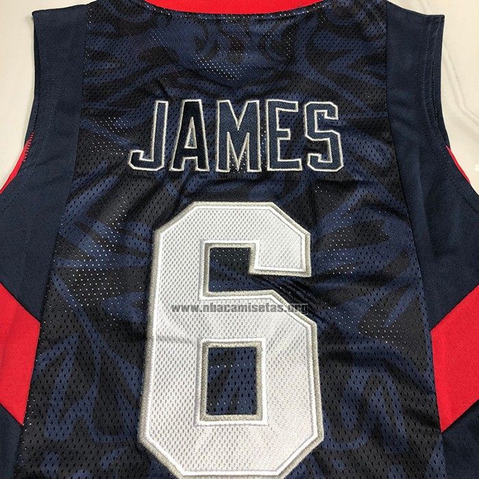 Camiseta USA 2008 LeBron James NO 6 Azul